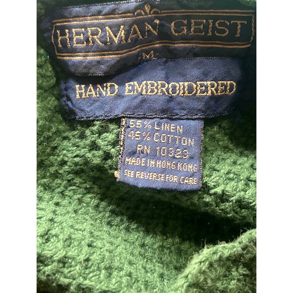 VTG Herman Geist Floral Sweater M Skirt Set Pockets Scalloped Hand Embroidered - Picture 8 of 9